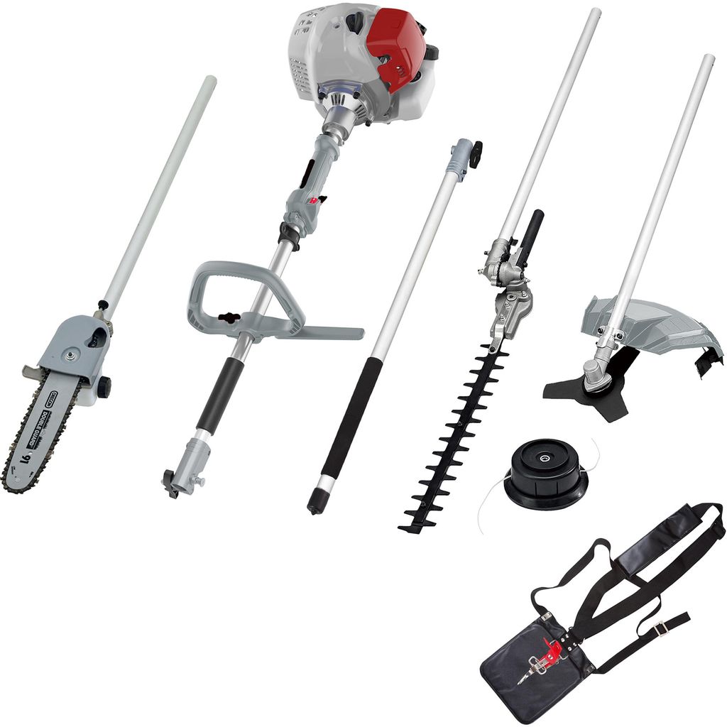 IKRA 4in1 Benzin Multitool IBKH 33-1| Rasentrimmer 43 cm | Freischneider Ø 25,5 cm | Teleskop Heckenschere 40 cm | Entaster Schnittlänge 24 cm