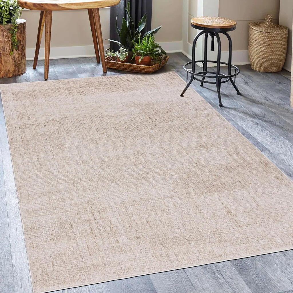 Tapis facile à nettoyer Mazovia 80x150 cm Beige pour Chauffage Sol