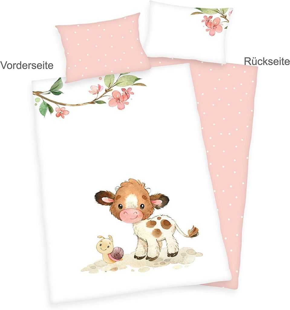 Süßes Kälbchen Baby Bettwäsche 100x135cm 40x60cm Produktbild 