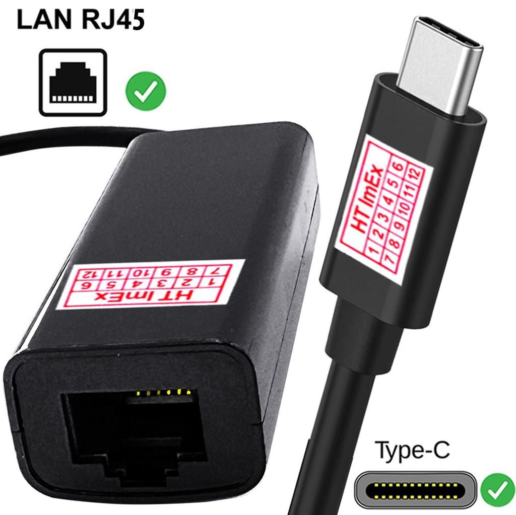 LAN Adapter USB C Netzwerk Adapter Patchkabel DSL RJ45 Netzwerkadapter -Schwarz
