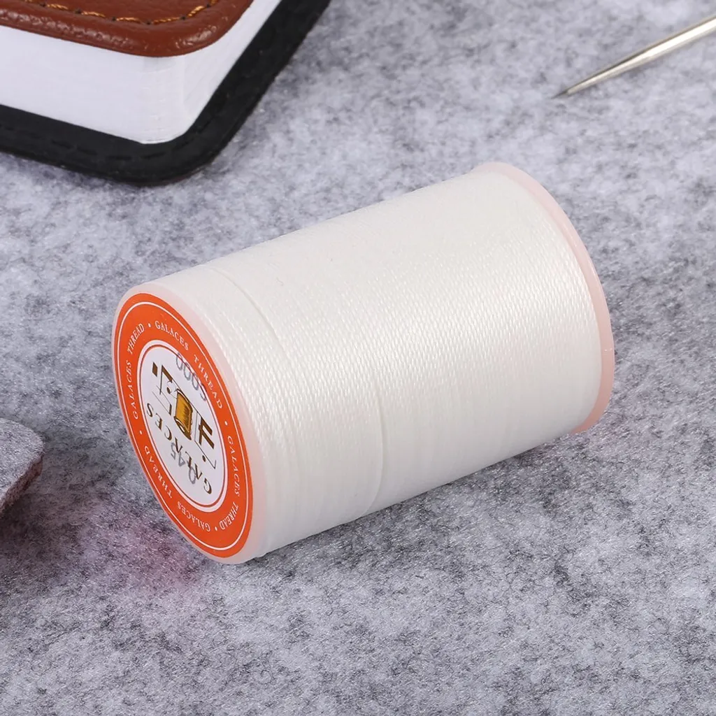 Fil polyester blanc ciré anti-effilochage 160m pour réparer cuir 0,45mm