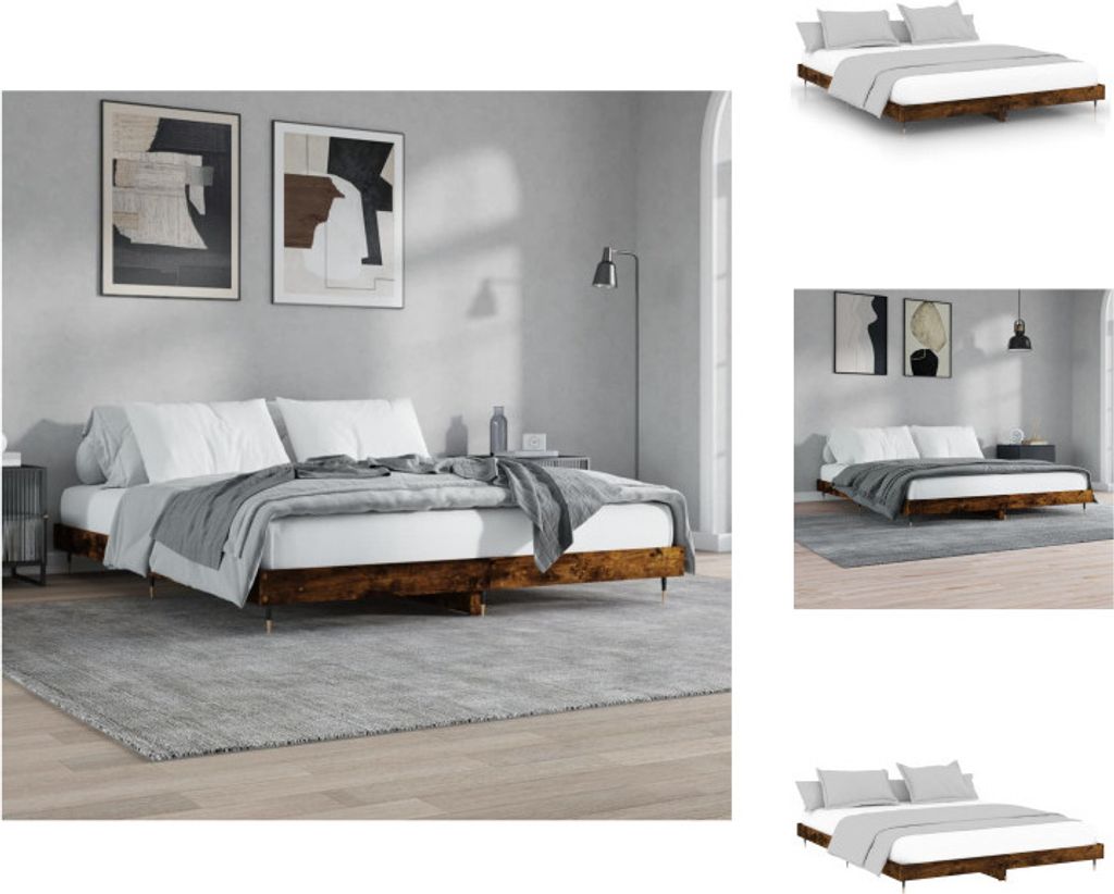 vidaXL Bettgestell Räuchereiche 120x200 cm Holzwerkstoff - Betten & Bettgestelle