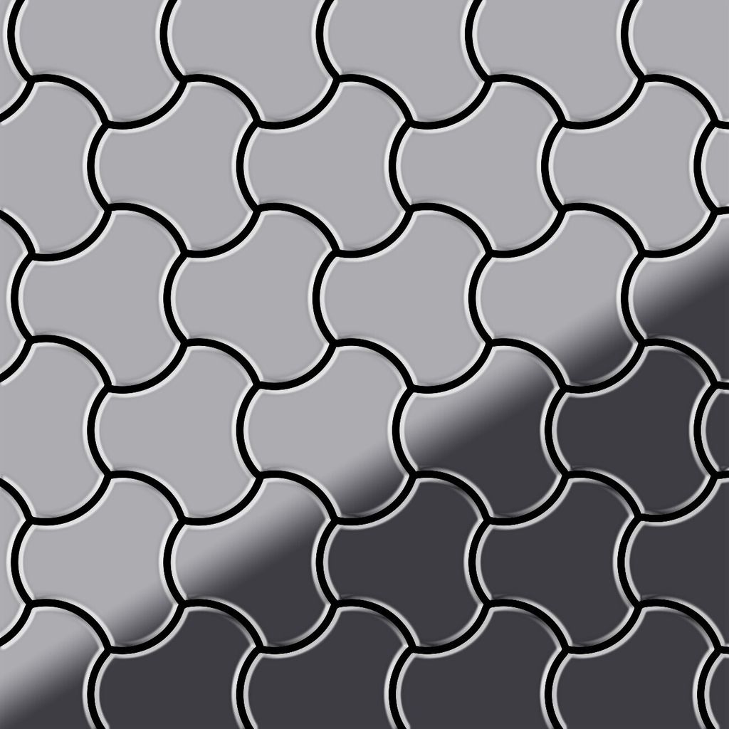 Mosaik Fliese massiv Metall Edelstahl hochglanz grau 1,6mm Ubiquity-S-S-M