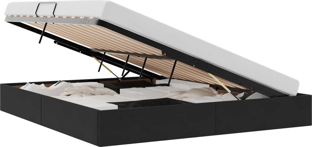 vidaXL Ottoman Bettgestell mit Speicher Schwarz 160 x 200 cm Samt