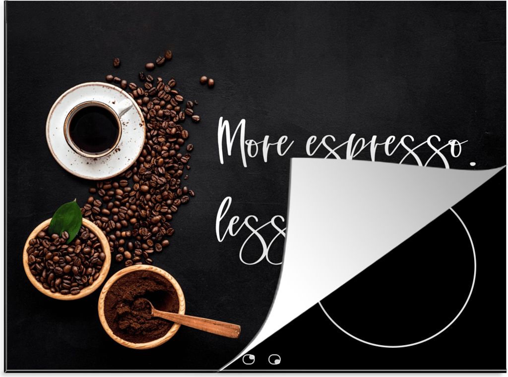 KitchenYeah Herdabdeckplatte Kaffee - Mehr Espresso weniger Depresso - Zitate - Sprichwörter , 75x52cm, Küche Deko, Glaskeramikfeld Herdabdecku...