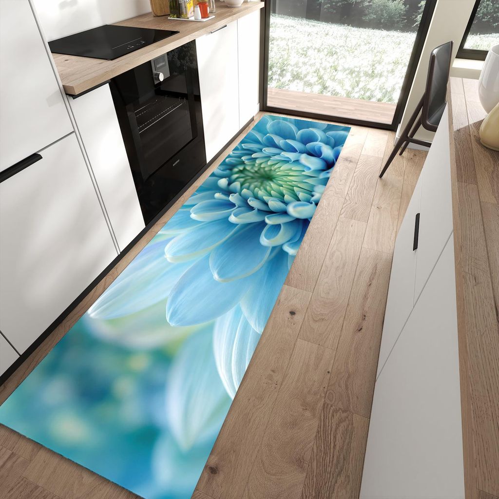 Küchenteppich 80x300cm rutschfest & abwischbar PVC Läufer - Sanfte Blütenzauber