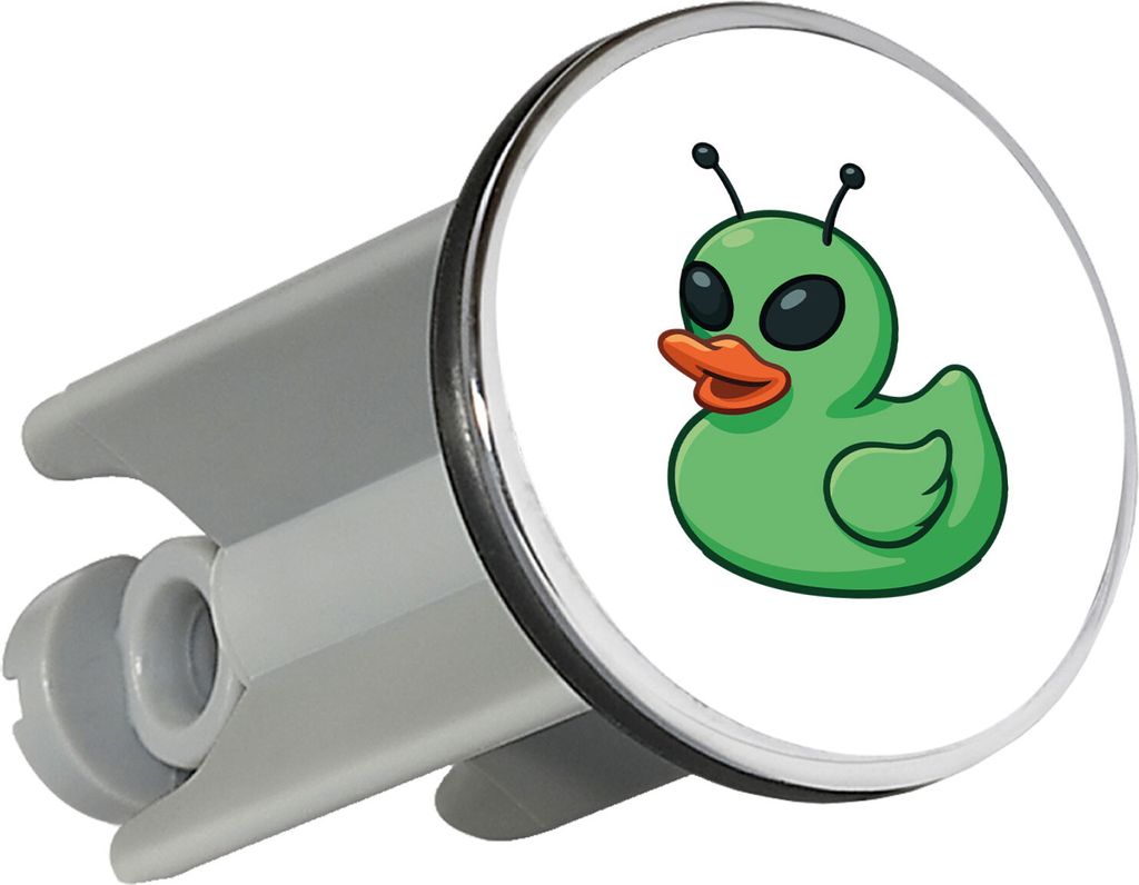Huuraa Waschbeckenstöpsel Quietscheente Alien Gummiente Ufo 4cm höhenverstellbar Abflussstopfen Geschenkidee