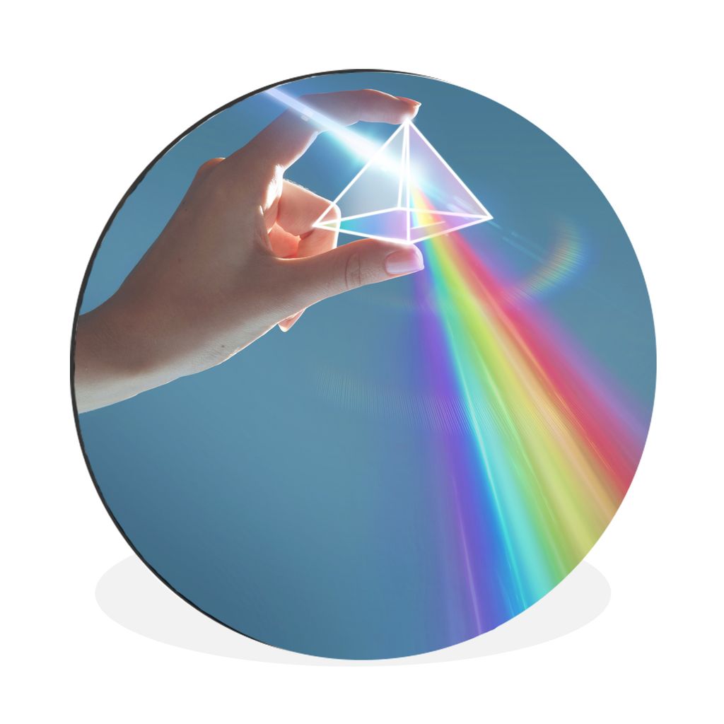 MuchoWow Aluminium Wandkreis Regenbogen erscheint durch Prisma Ø 90 cm Wanddeko Modern Wohnzimmer - Mauerkreis - Wandbilder - Runde Bild - Bild ...