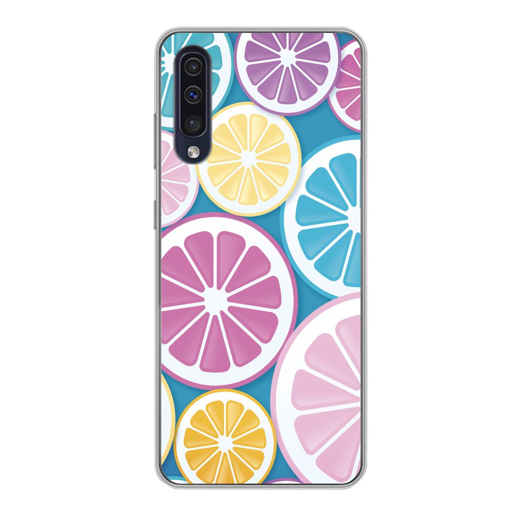 MuchoWow Handyhülle Schutzhülle Hülle für Samsung Galaxy A30s Obst - Grapefruit - Tropisch Silikon Softcase Handy Hülle - Karteninhaber - Ge...