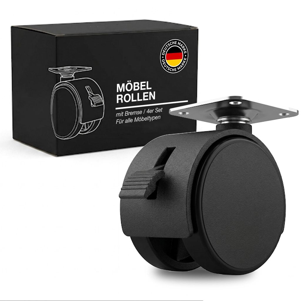 Roulettes pour meubles K-Möbel avec frein, lot de 4, Image du produit 