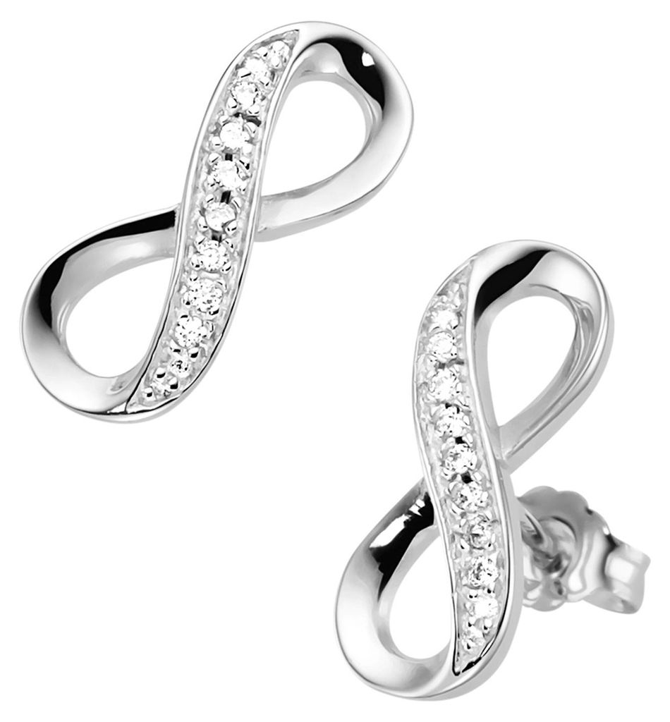 Ohrstecker SURI FREY Infinity mit Zirkoniasteinen, Silber 925 Silber 1,5 cm