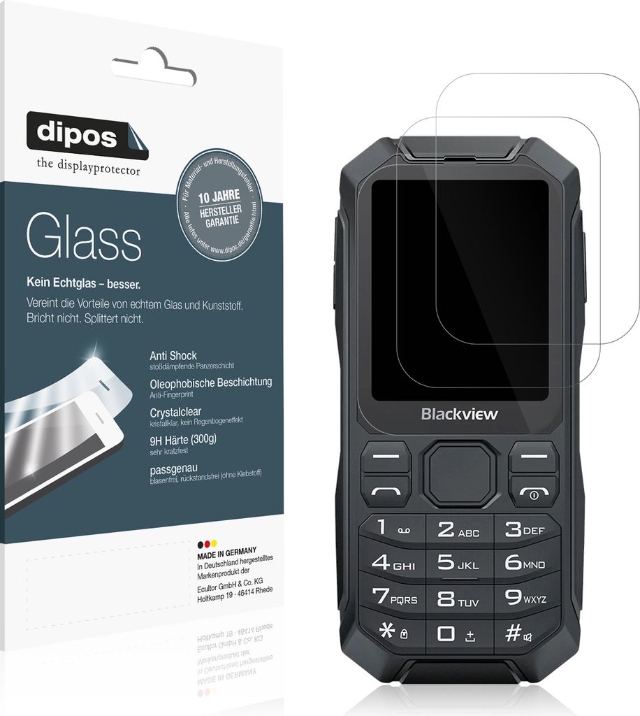 2x Schutzfolie für Blackview N1000 - Anti-Shock 9H Folie dipos Glass Kunststoffglas