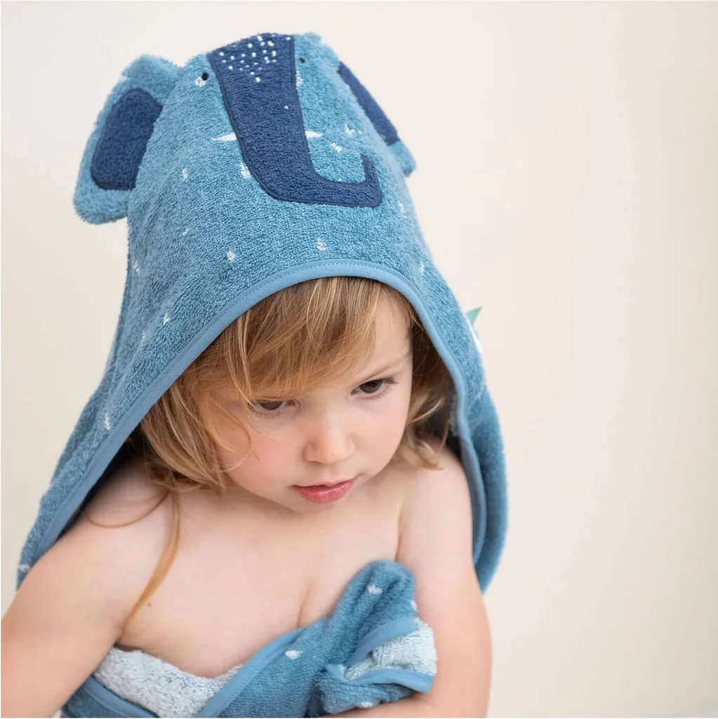 Cape de bain 75x75 Mrs. Elephant pour sortir bébé de l'eau au chaud