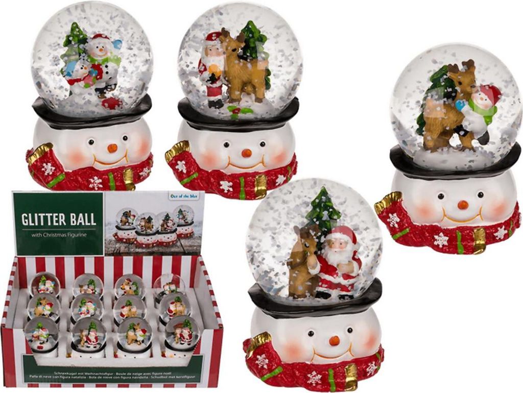 Schneekugel, Weihnachtsmann & Rentier