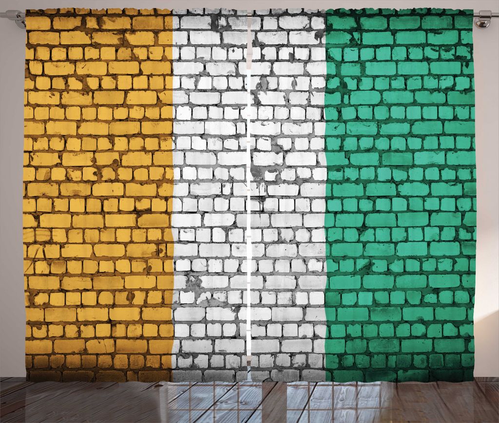ABAKUHAUS Elfenbeinküste Rustikaler Gardine, Alte Backsteinmauer-Flagge, Schlafzimmer Kräuselband Vorhang mit Schlaufen und Haken, 280 x 225 cm, ...