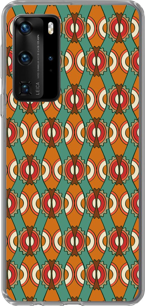 MuchoWow Handyhülle Schutzhülle Hülle für Telefoonhoesje Huawei P40 Pro Design - Retro - Orange - Abstrakt Silikon Softcase Handy Hülle - Sc...