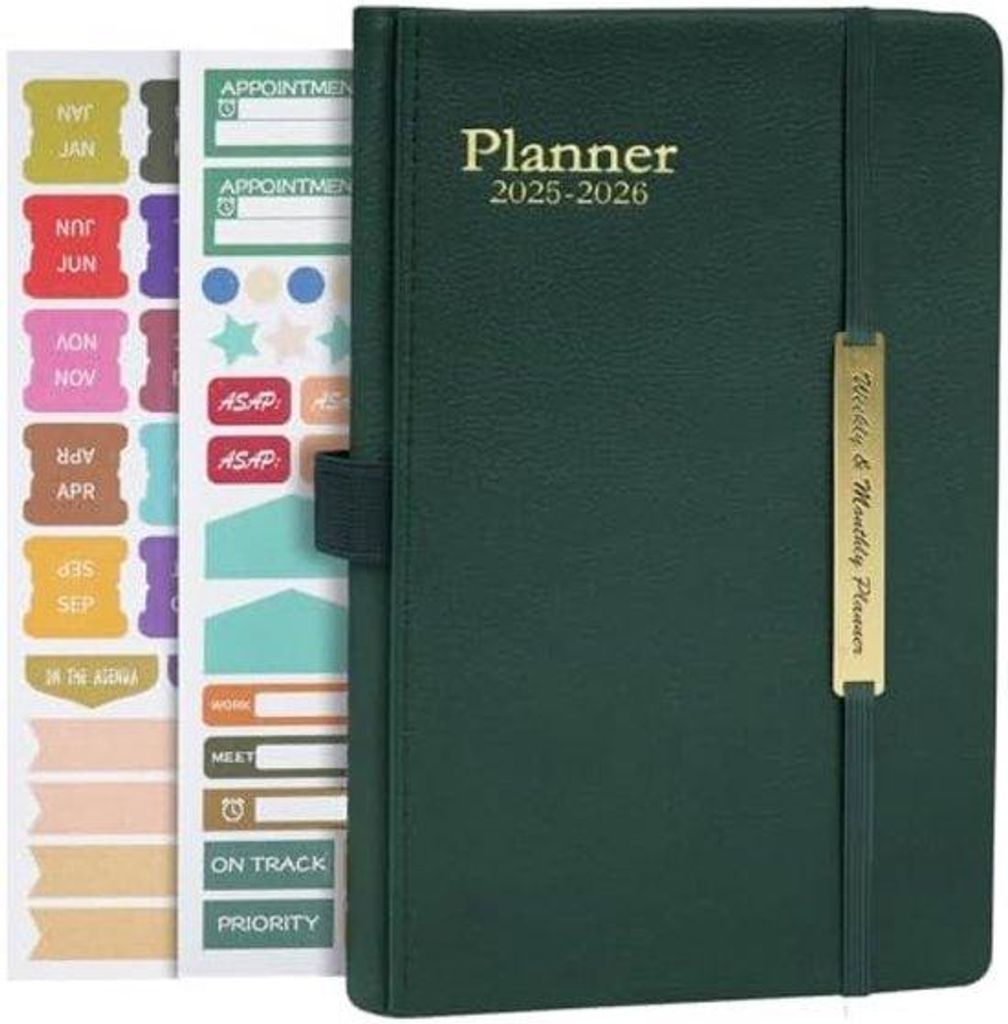 Grüner A5 Kalender 18 Monate Leder