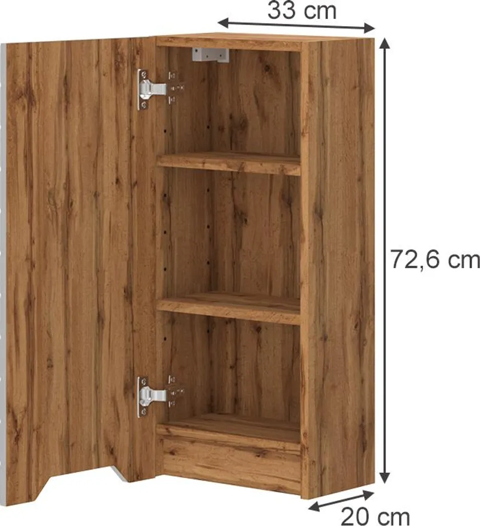 Mobiletto Pensile Bagno Vicco Lotta Rovere Grigio 20x72.6 cm - 2