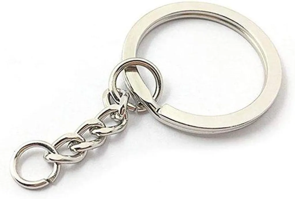 Lot de 100 porte-clés avec chaîne et anneau arrondi pour personnalisation