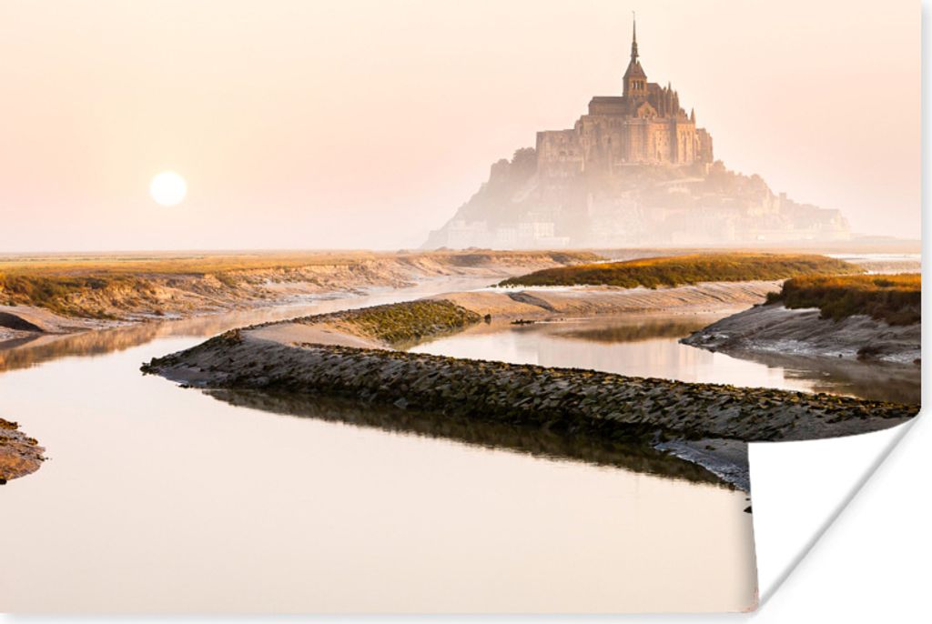 MuchoWow Poster Frankreich - Nebel - Sonne 60x40 cm - Schlafzimmerdekoration