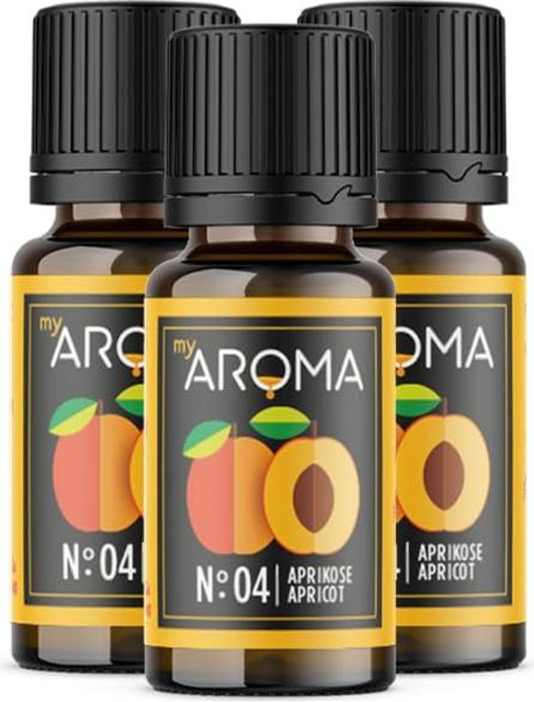 myAROMA Flavour Drops – Aprikose 3x10ml, zuckerfrei, kalorienfrei, vegan, ohne künstliche Farbstoffe für Backen, Essen & Trinken, Nr. 04