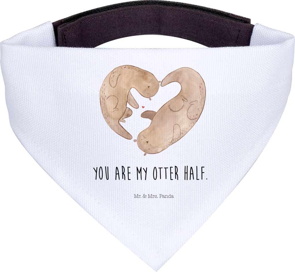 Mr. & Mrs. Panda Hunde-Halstuch Otter Herz - Weiß - Geschenk, Tuch, Liebe, Hochzeitstag, Halstuch, Hund, Hundehalstuch, Hunde