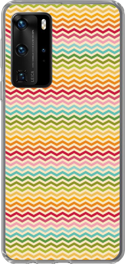 MuchoWow Handyhülle Schutzhülle Hülle für Telefoonhoesje Huawei P40 Pro Muster - Regenbogen - Retro Silikon Softcase Handy Hülle - Schutz