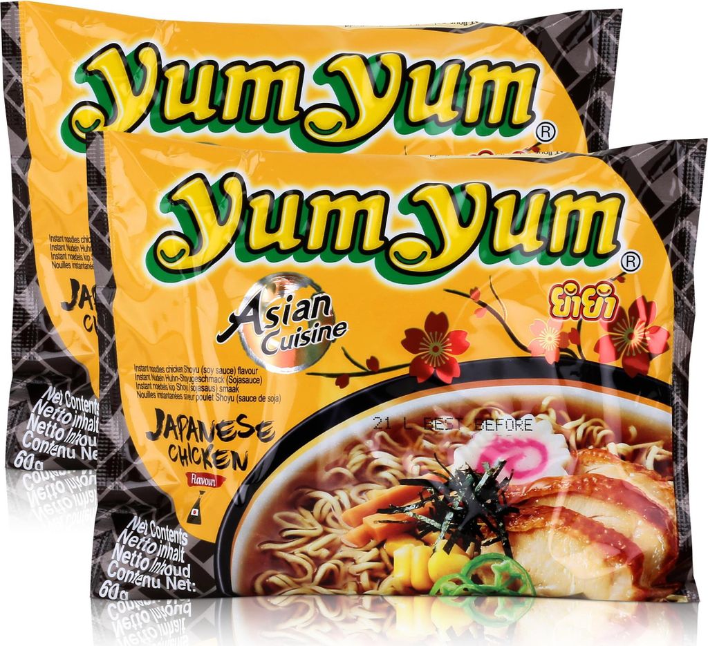 Yum Yum Instant Nudeln Japanese Chicken 60g - Fertiggericht (2er Pack)