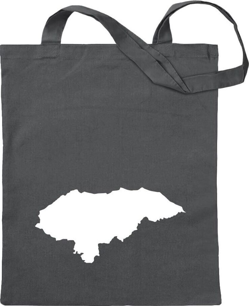 Kiwistar - Baumwolltasche - stahlgrau - Honduras Umriss Kontur - Tragetasche Stoffbeutel Umhängetasche langer Henkel