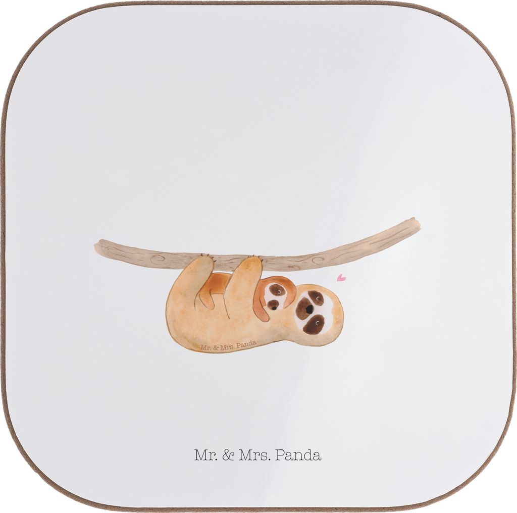 Mr. & Mrs. Panda Tassen Untersetzer Faultier Kind - Weiß - Geschenk, weinflaschenuntersetzer, Holzuntersetzer, Mutter, gläseruntersetzer, Baby, G...