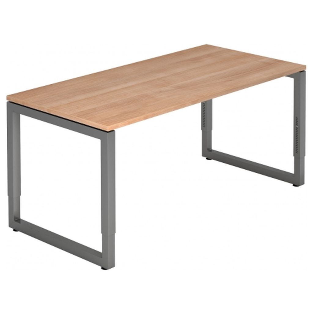 Büro Schreibtisch 160x80 cm Modell RS16 mechanische Höheneinstellung N=Nussbaum-graphit