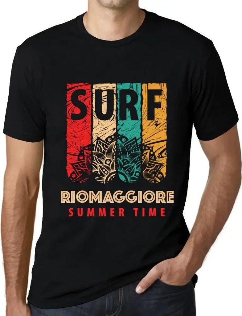Herren Grafik T-Shirt Sommerliches Surfen in Riomaggiore – Summer Time Surf In Riomaggiore – Öko-Verantwortlich Vintage Jahrgang Kurzarm Lusti...