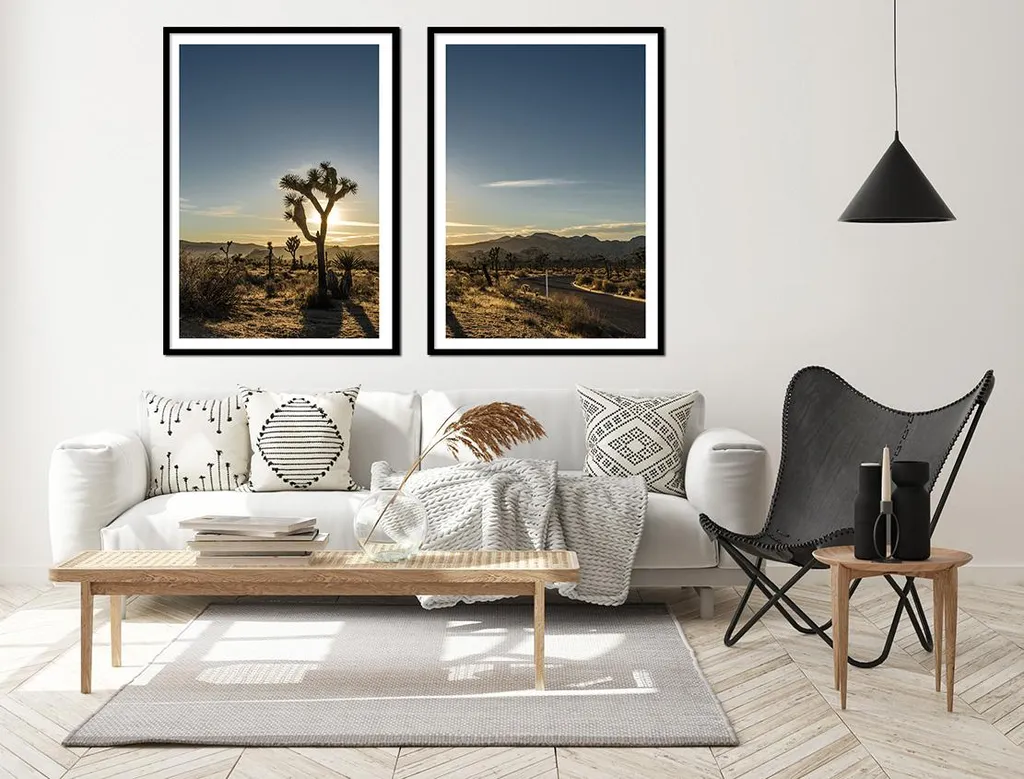 Relooking Mural Facile : Set 2 Tableaux Cactus Boho Cadres 53x73cm P2173 - 3
