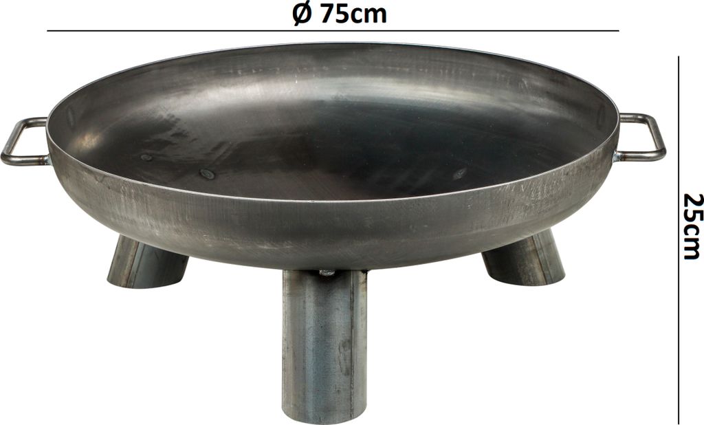 Feuerschale - Rondo Ø75cm - Massive und dekorative Schwarze Feuerstelle - Feuerschale für den Garten, Terrasse oder Camping