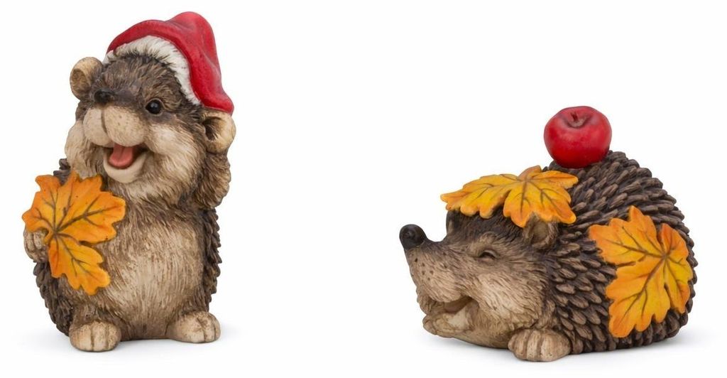 Herbst Igel Figuren 2er-Set aus Polyresin 10-15 cm Produktbild 