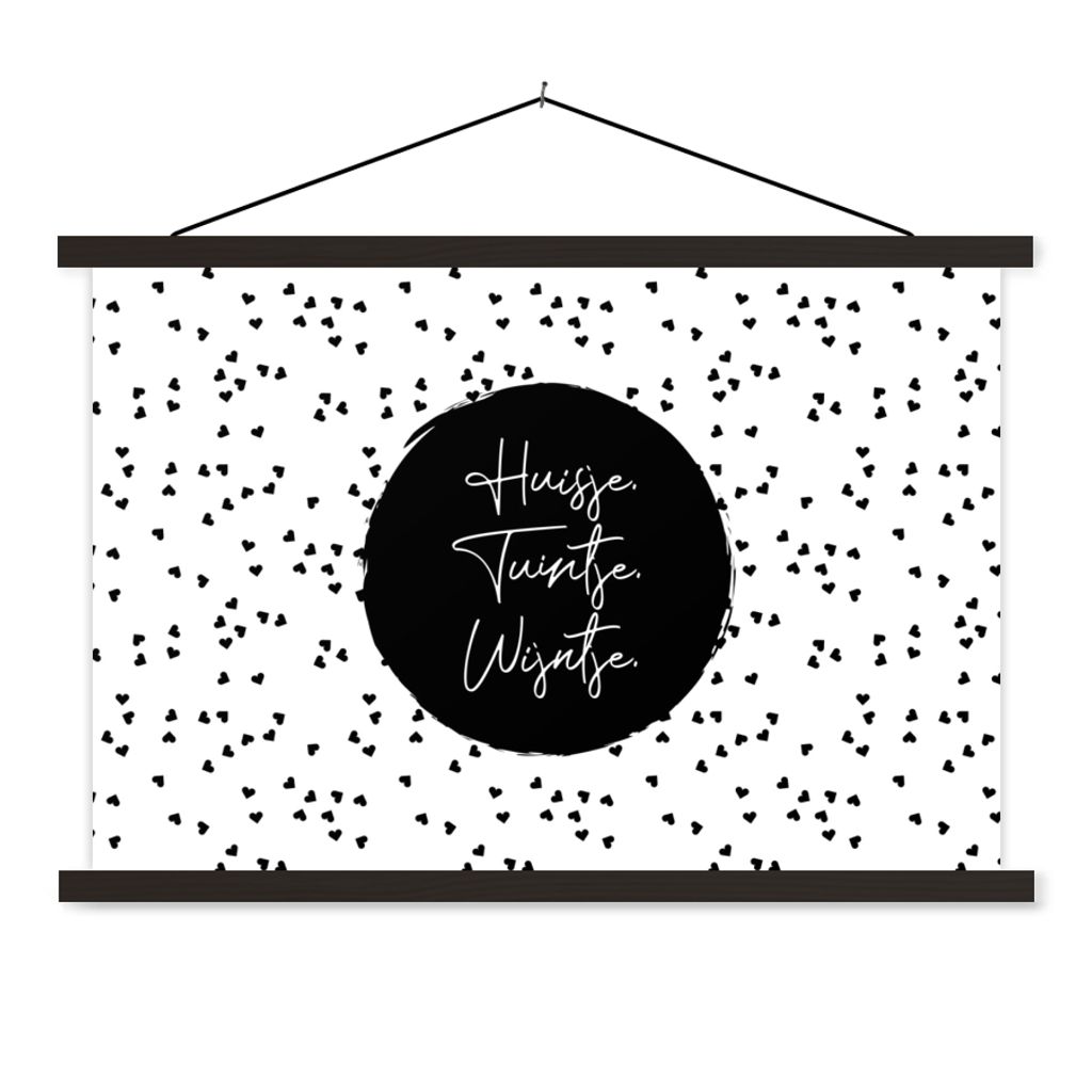 MuchoWow Textilposter Zitate - Cottage. Garten. Wein. - Wein - Text 90x60 cm mit schwarzem Rahmen - Aufhängungssatz