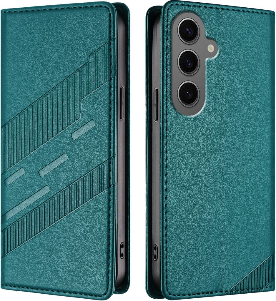 Hülle für Samsung Galaxy S25 FE, Kunstleder Brieftaschen Handyhülle mit Kartenfach und Standfunktion Grün
