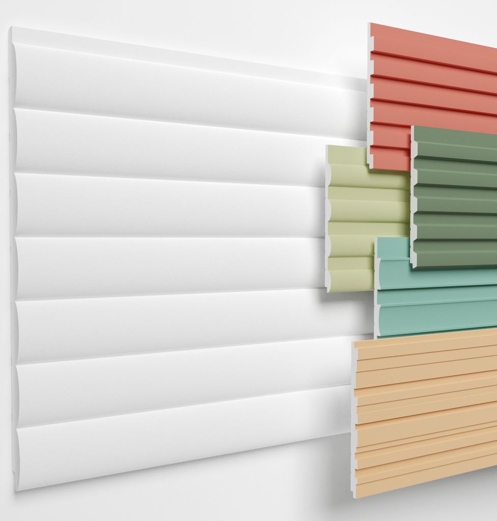 HEXIMO Lamellenwand (3.67 m²) aus XPS - Lamellen Wandpaneele Lamellenverkleidung Akustikpaneele weiß (8 Paneele, HLM-4-01 weiß) Wandplatten wall...