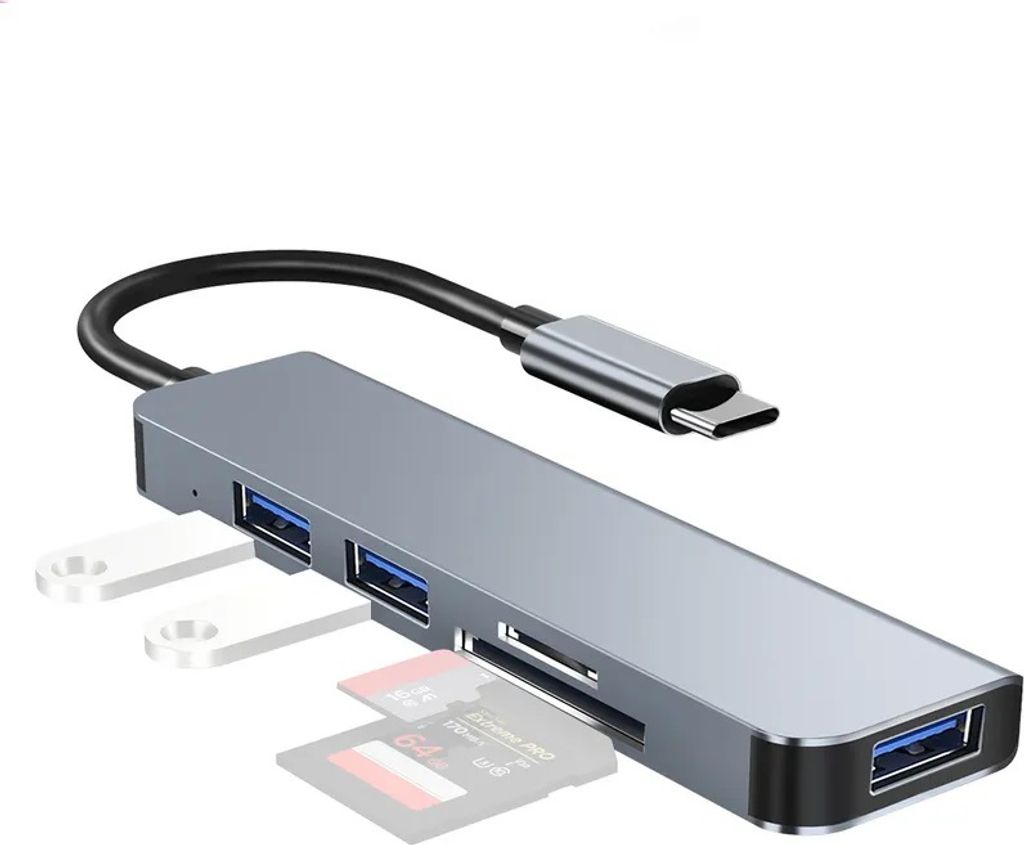 HUB USB-C ADAPTER USB 3.0 SD Micro SD 5in1