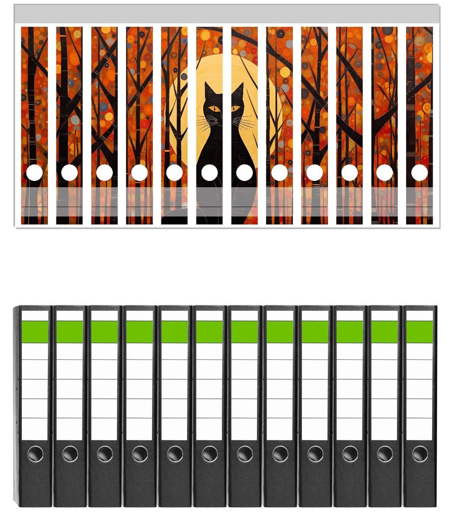 Wallario 12 Stück schmale Ordner inkl. Klebeetiketten mit Motive Nachtwächter - Set mit Rückenschildern / Ordnerrücken Stickern