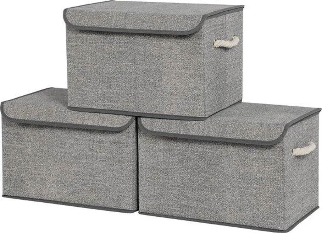 Organisateur en Tissu Aspect Lin Vert - Paniers de Rangement Empilables