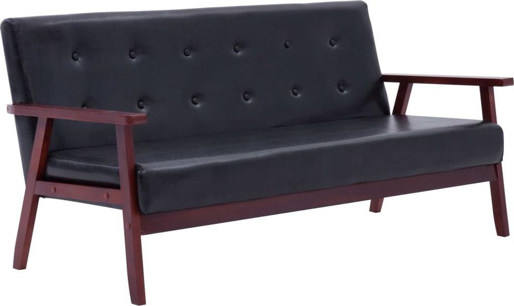 vidaXL Sofa 3-Sitzer Schwarz Kunstleder Produktbild 