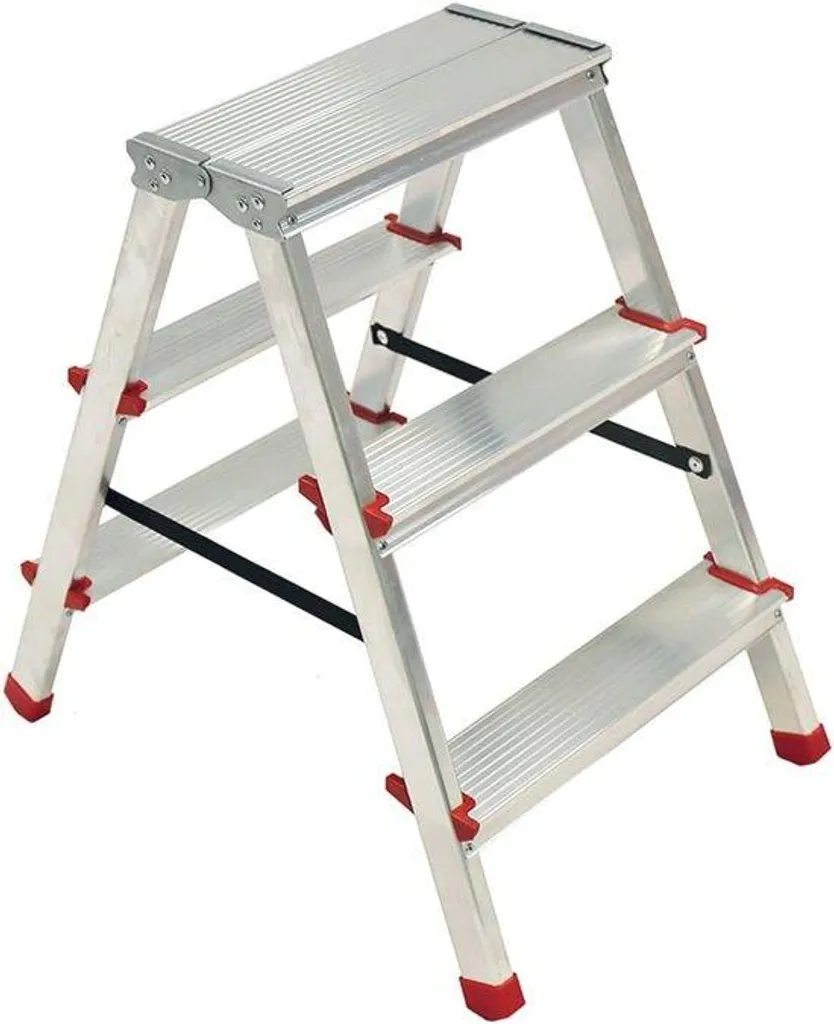 Escabeau 3 marches alu antidérapant, sécurité 125 kg, modèle pliable
