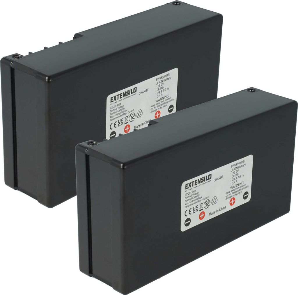 EXTENSILO 2x Akku Ersatz für Stiga 1126-1032-01, 1126-9121-01, 1126-9137-01, 531118, 531119, 531113 für Rasenmäher (3400mAh 25,2V Li-Ion)