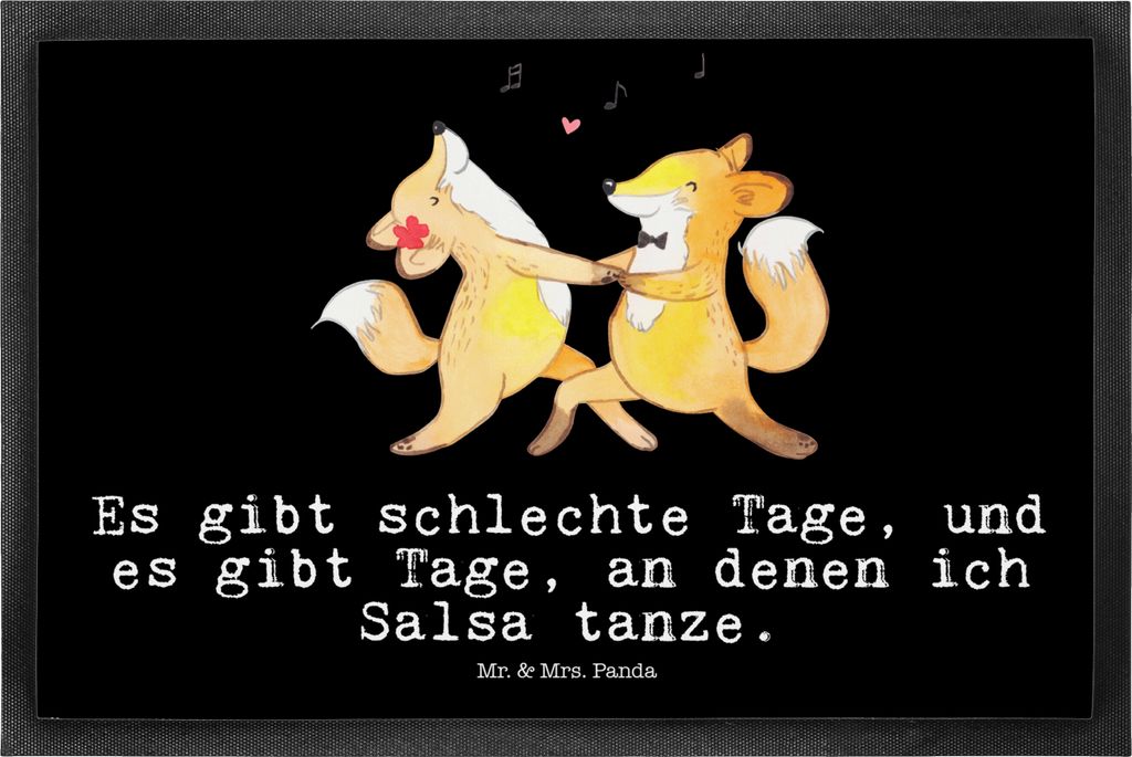 Mr. & Mrs. Panda Schmutzmatte Füchse Salsa tanzen 50 x 75 cm - Schwarz - Geschenk, Bodenvorleger, Tanzschule, Tanzkurs, Gummimatte, Schmutzfänger...