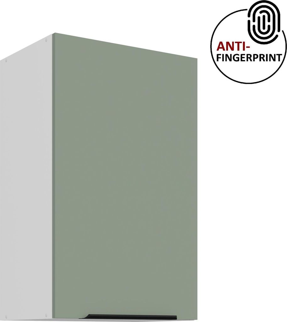 Küchen Hängeschrank 45 cm ARIA Aquamarin ultra matt + Weiss matt, hochwertige Fronten mit Anti Fingerprint Beschichtung Küchenzeile Küchenblock