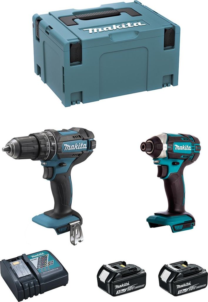 MAKITA Kit DLX2131RFJ (DHP482 + DTD152 + 2 x 3,0 Ah + DC18RC + MAKPAC 3)