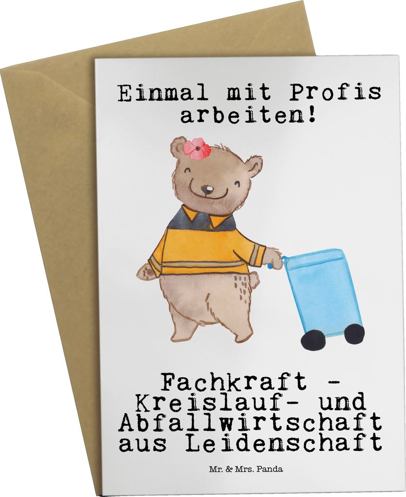 Mr. & Mrs. Panda Beileidskarte Fachkraft - Kreislauf- und Abfallwirtschaft Leidenschaft - Weiß - Geschenk, Spruch, Lustig, Müllfahrer, Müllmann,...