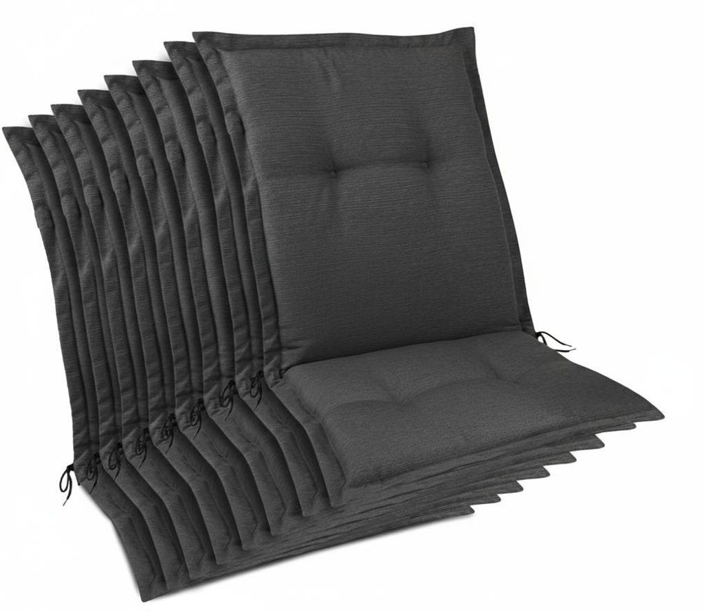 Beautissu 8er Set Premium Gartenstuhlauflage Niedriglehner 105x50x7cm, Anthrazit