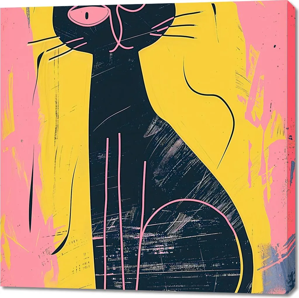 Toile Chat contrasté 100x100 cm - Finition artistique haute définition